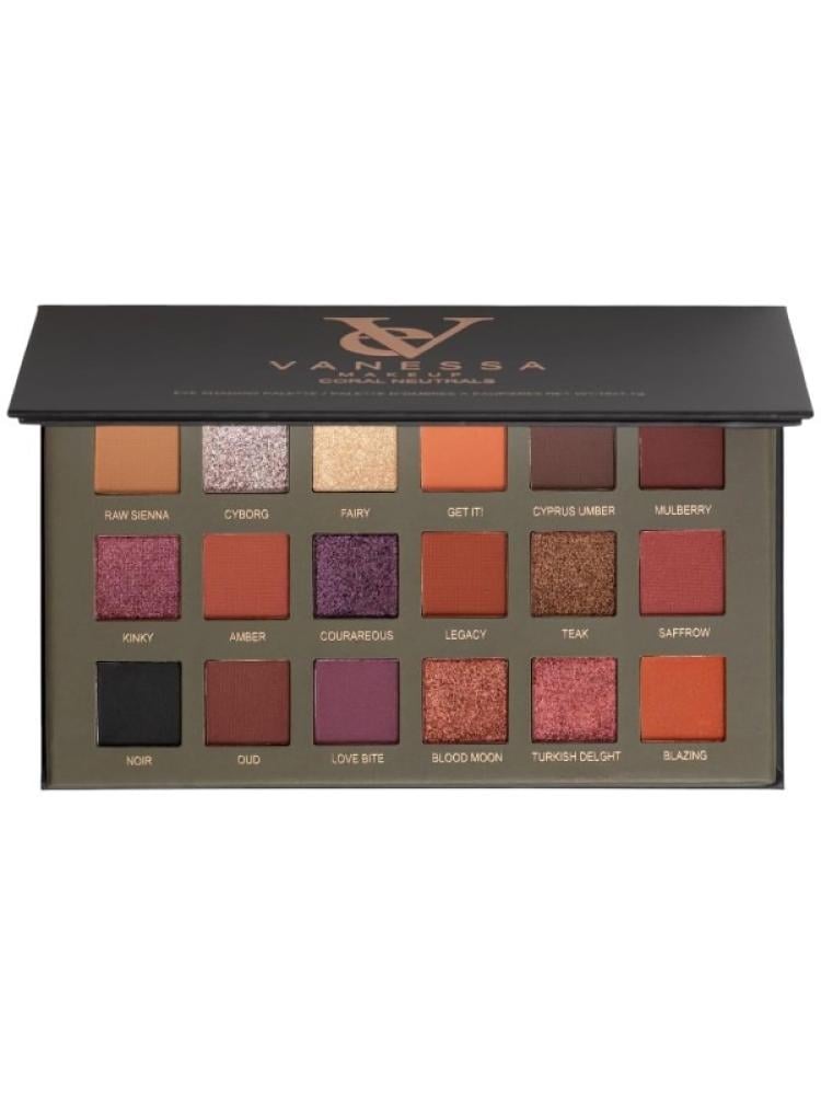Vanessa Eyeshadow Palette Coral Neutral 18 Colors