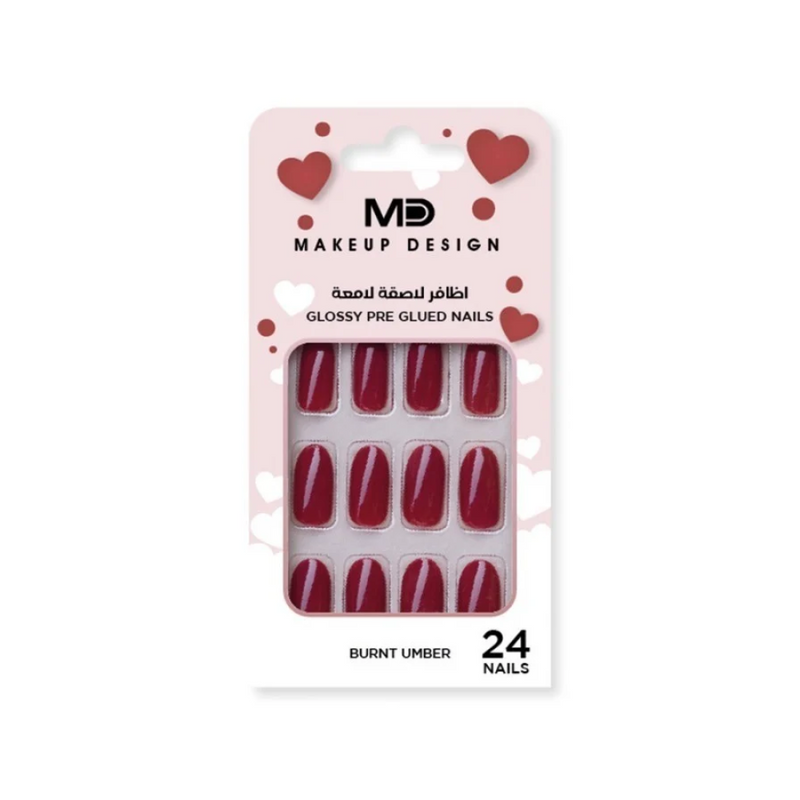 MD Adhesive Nails Burnt Amber 06 Glitter Press-On Set