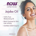 Organic Jojoba Oil Pure Moisturiser NOW Solutions 118ml