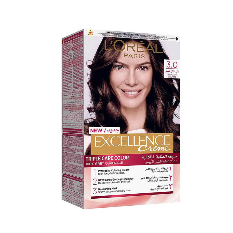 Best Dark Brown Hair Dye Triple Care L'Oreal Paris Excellence Creme 3.0