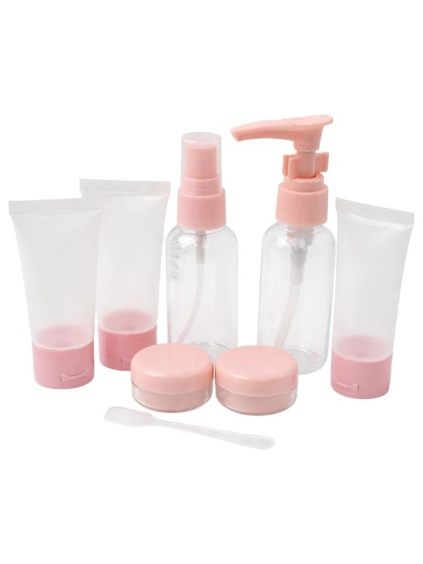 Loveme Beauty Travel Empty Containers Set - 7 Pieces - Pink