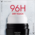 Vichy Men 96H Roll-On Antiperspirant Deodorant, Zinc, Alcohol-Free, 50ml