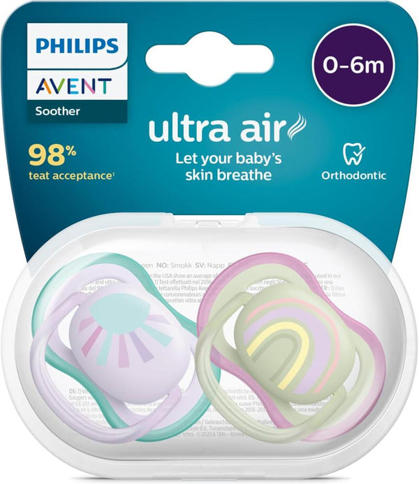 Ultra Air Baby Soother for babies aged 0 to 6 months Skin Ventilation Avent 2 Pc