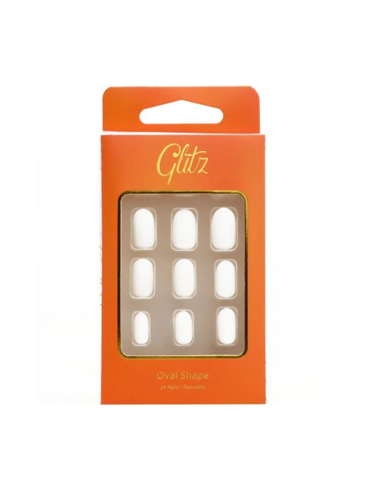 Glitz Matte White Fake Nails - 24 Count