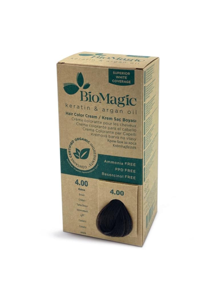 BioMagic Hair Color Cream 4.00 Brown | Keratin & Argan Oil