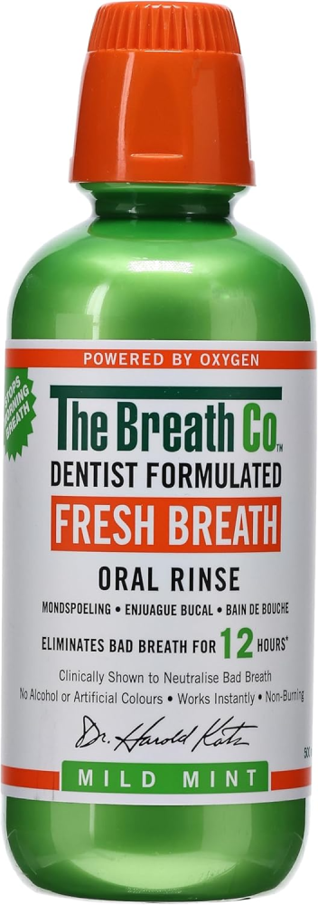 Fresh Breath Mouthwash Mild Mint Alcohol-Free The Breath Co 500ml
