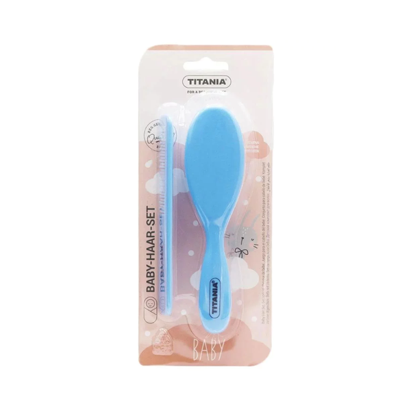 Titania Baby Hairbrush and Comb Set Nylon Polyester Bristles 1295