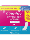 Carefree Fresh Scent Panty Liners Ultra-Soft 76 Pads