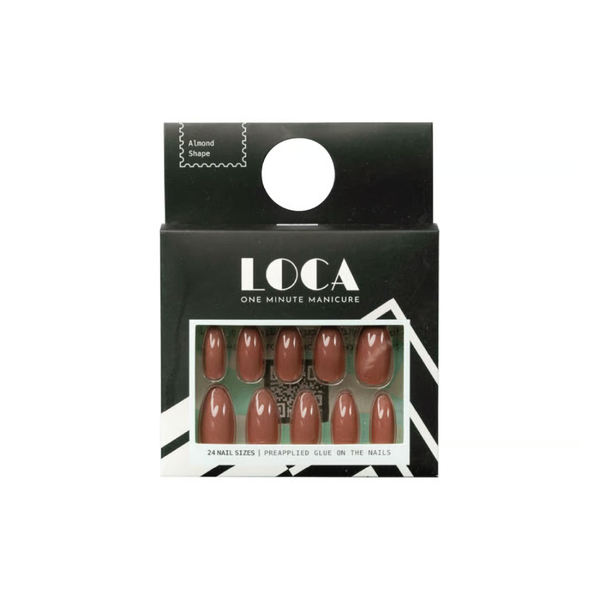 Loca Artificial Nails Almond Shape Deep Pink 24 Pieces