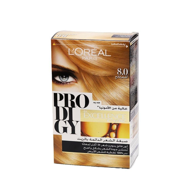 Permanent Hair Dye Light Blonde 8.0 Ammonia-Free L'Oreal Paris Prodigy