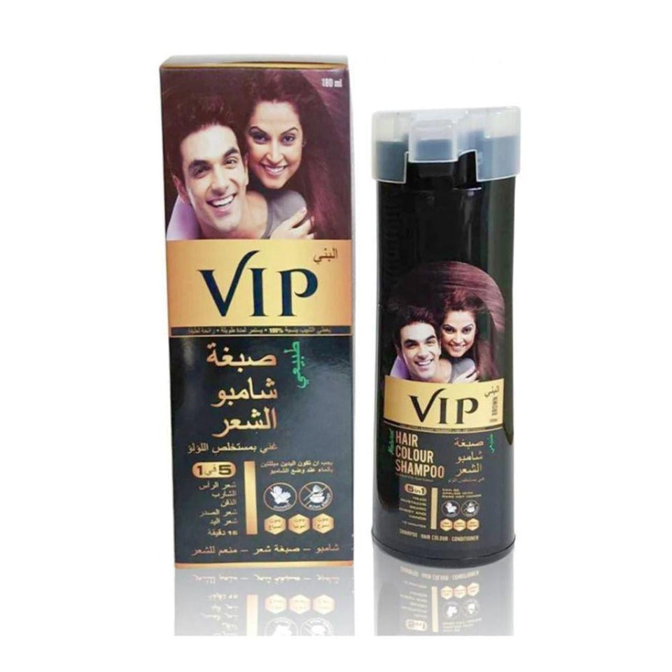 VIP Brown Hair Color Shampoo with Pearl Extract Covers Gray Hair 180ml