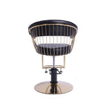 Salon System Black Haircut Chair with Golden Metal Frame - Adjustable Height