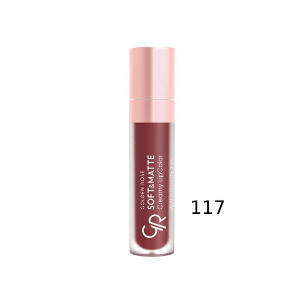 Golden Rose Soft Matte Creamy Lipstick No. 117, Jojoba & Avocado Oil, 5.5 ml