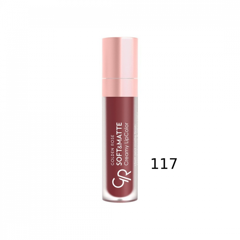 Golden Rose Soft Matte Creamy Lipstick No. 117, Jojoba & Avocado Oil, 5.5 ml