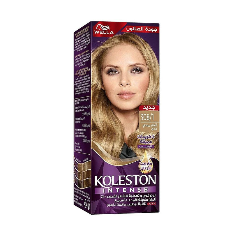 Permanent Hair Color Light Ash Blonde 308/1 Gray Coverage Wella Koleston 60ml