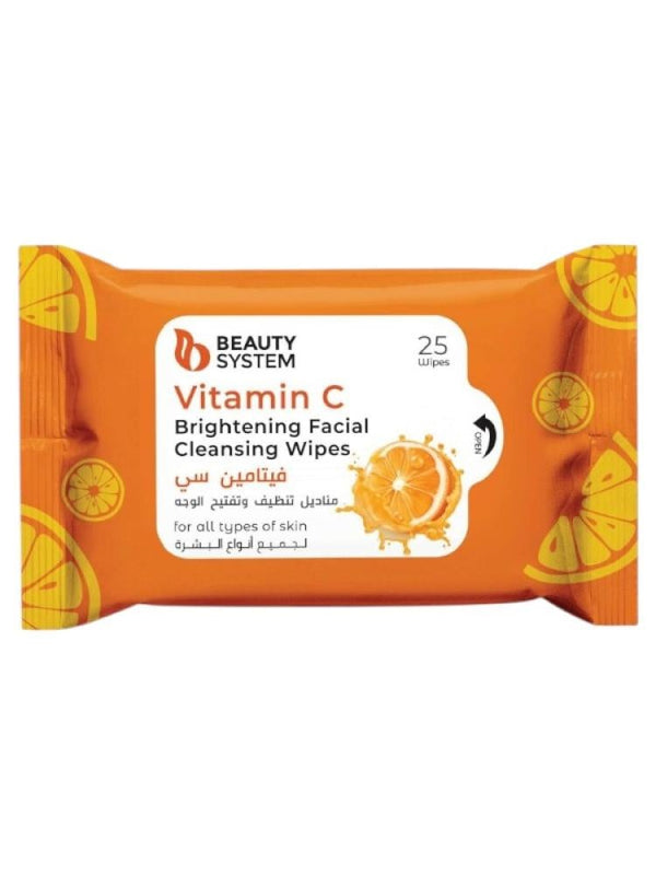 Beauty System Vitamin C Facial Cleansing Wipes - 25 Count