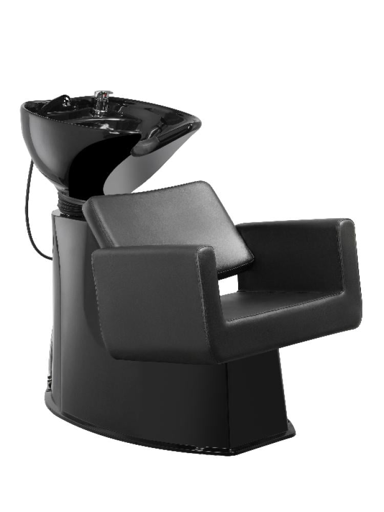 Salon System Black Washbasin Chair with Ergonomic Design & Built-in Bowl
