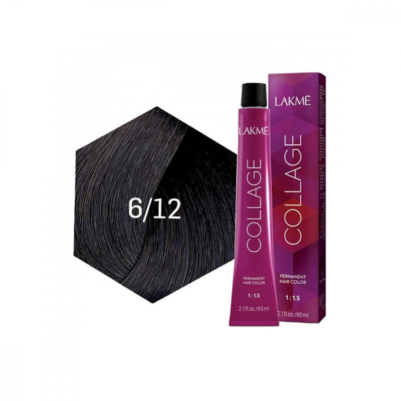 Lakme Collage Permanent Hair Dye 6/12 Ash Violet Dark Blonde 60ml