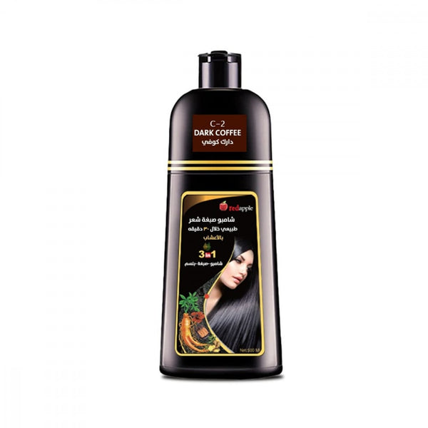 Red Apple Dark Coffee Hair Dye Shampoo for Gray Coverage, 500ml