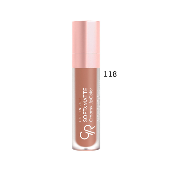Golden Rose Soft Matte Liquid Lipstick 118, Jojoba & Avocado Oil, 5.5 ml