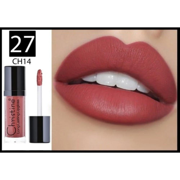 Christine Matte Liquid Lipstick W27 Long-Lasting Full Coverage