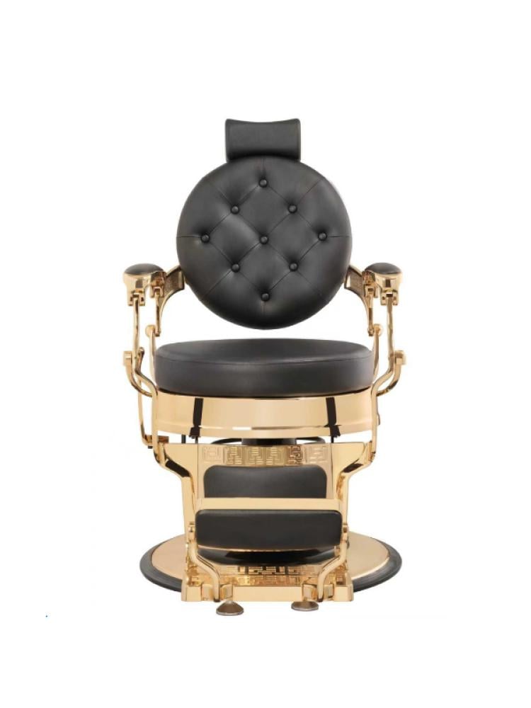 Salon System 5268 Barber Chair - Black Leather with Gold Base