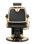 Salon System Barber Chair Black Faux Leather Gold Iron Men's Barbershop