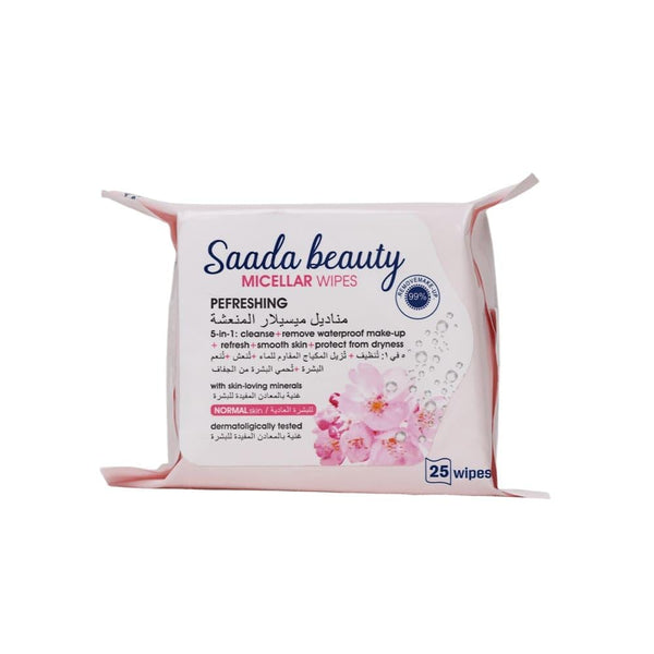 Face Wipes Micellar Cleansing Refreshing Saada Beauty 25 Wipes