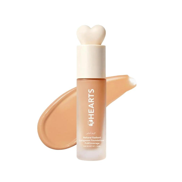 Hearts Natural Longwear Foundation, M4 Medium Deep, Medium to High Coverage