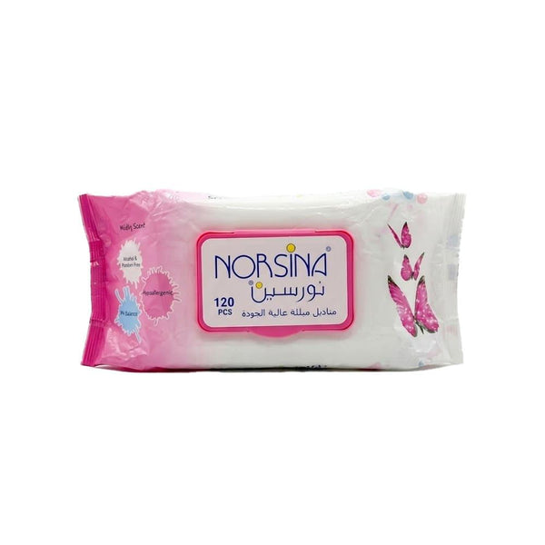 Shop Wet Wipes Gentle Cleansing Alcohol-Free Paraben-Free Norsina 120 Wipes