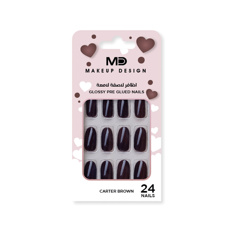 Md Adhesive Nails Crater Brown 04 Glitter Press-On Set