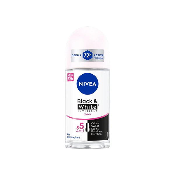 NIVEA Invisible Black & White Roll-On Deodorant 72h Protection 50ml