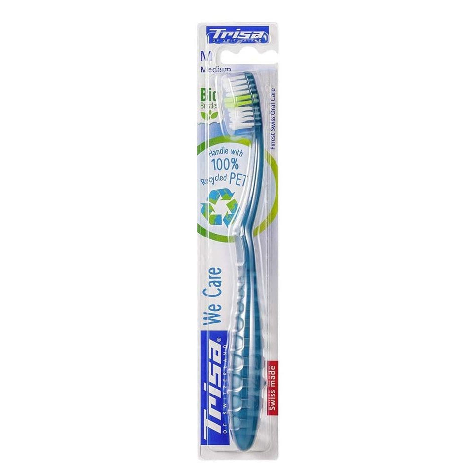 Trisa We Care Toothbrush Medium Soft for Gentle Cleaning Ergonomic Handle 1 toothbrush