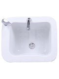 Salon System Square Pedicure Basin with Extractor - White