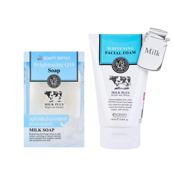 Beauty Buffet Thai Milk Whitening Set - Q10 Soap & Face Wash