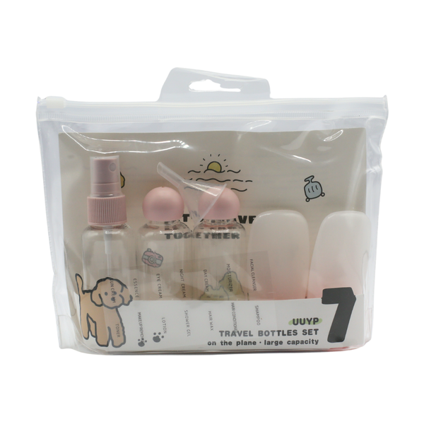 Uuyp 5-Piece Plastic Travel Container Set, Empty Leak-Proof Bottles