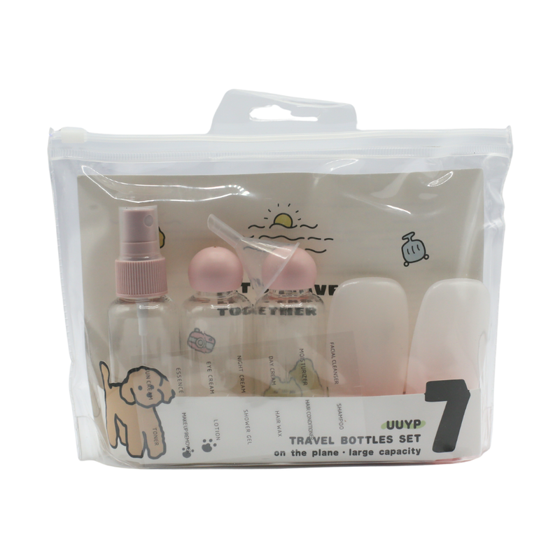 Uuyp 5-Piece Plastic Travel Container Set, Empty Leak-Proof Bottles