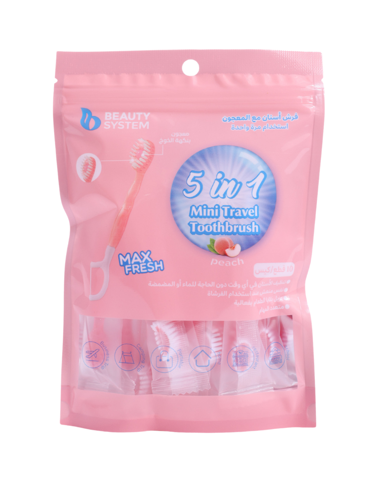 Beauty System Peach Flavored Dental Brush and Toothpaste with Floss 10 Pieces