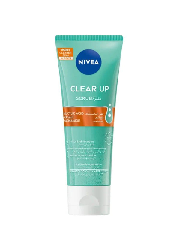 Nivea Clear Up Daily Scrub - 75ml - Fights Blemishes with Sea Salt & Salicylic Acid