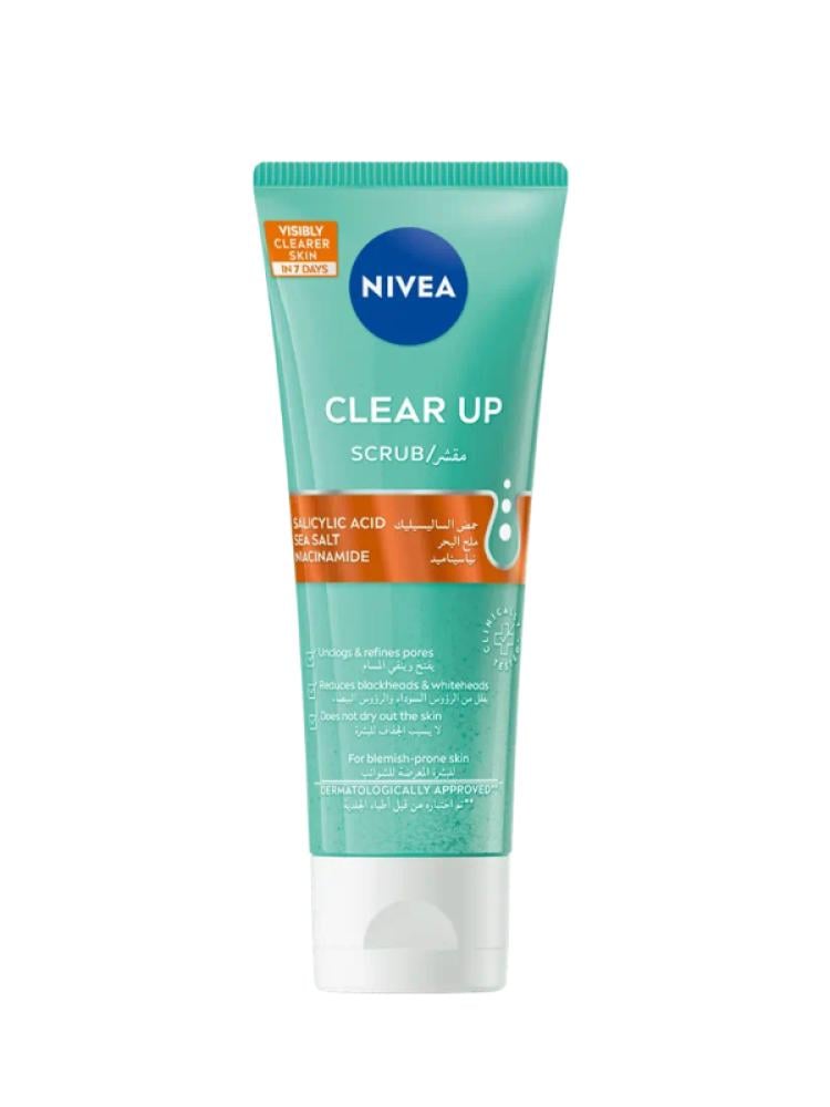 Nivea Clear Up Daily Scrub - 75ml - Fights Blemishes with Sea Salt & Salicylic Acid