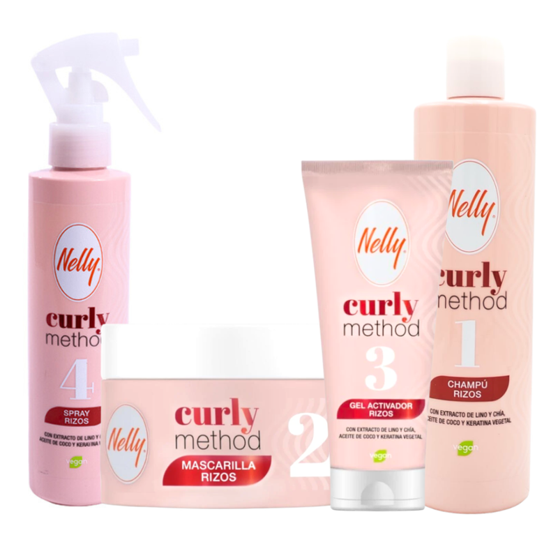 Nelly Curly Hair Care Kit - Vegan, Flaxseed, Shea, Coconut Oil, Keratin