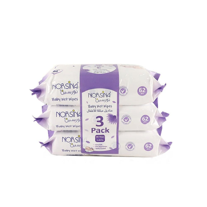 Norsina Baby Cleansing Wipes Alcohol-Free Paraben-Free 186 Count