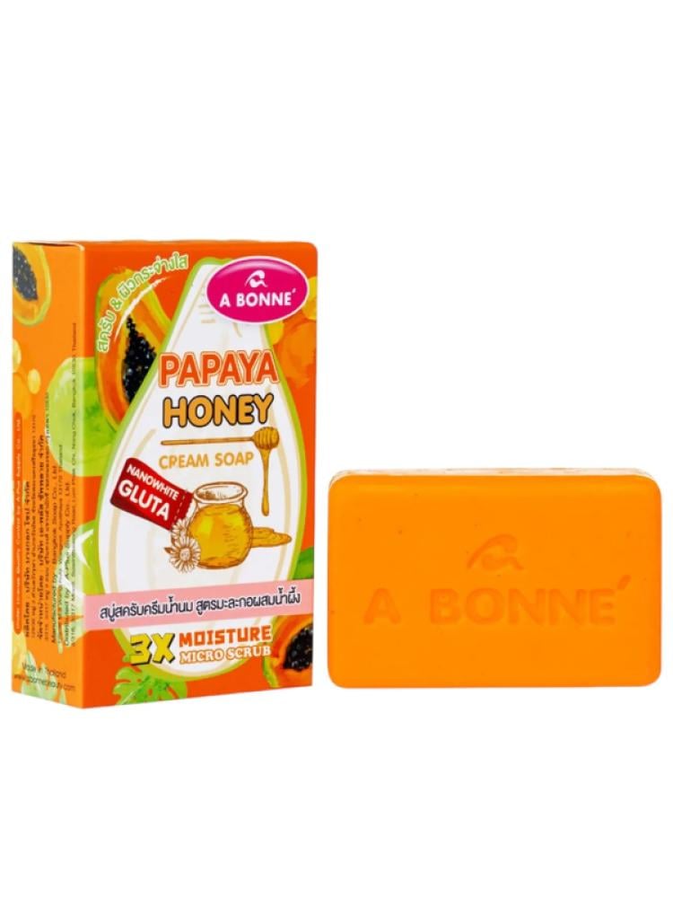 A Bonne Papaya Honey Skin Lightening Exfoliating Cream Soap - 90g