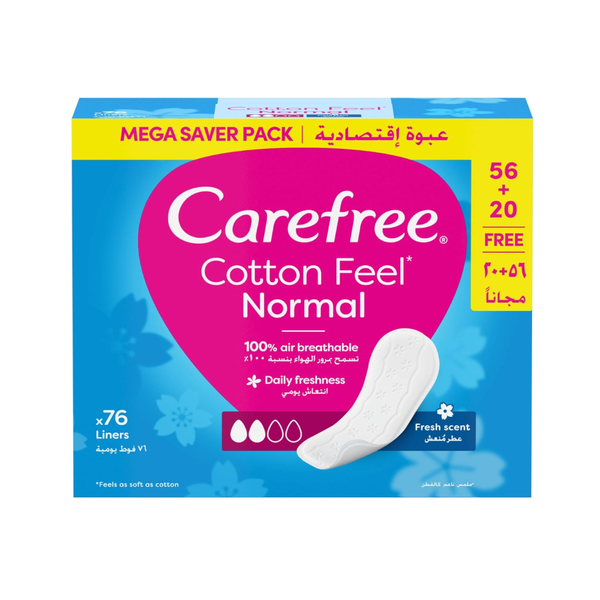 Carefree Cotton Daily Pantyliners, Fresh Scent, 76 Count