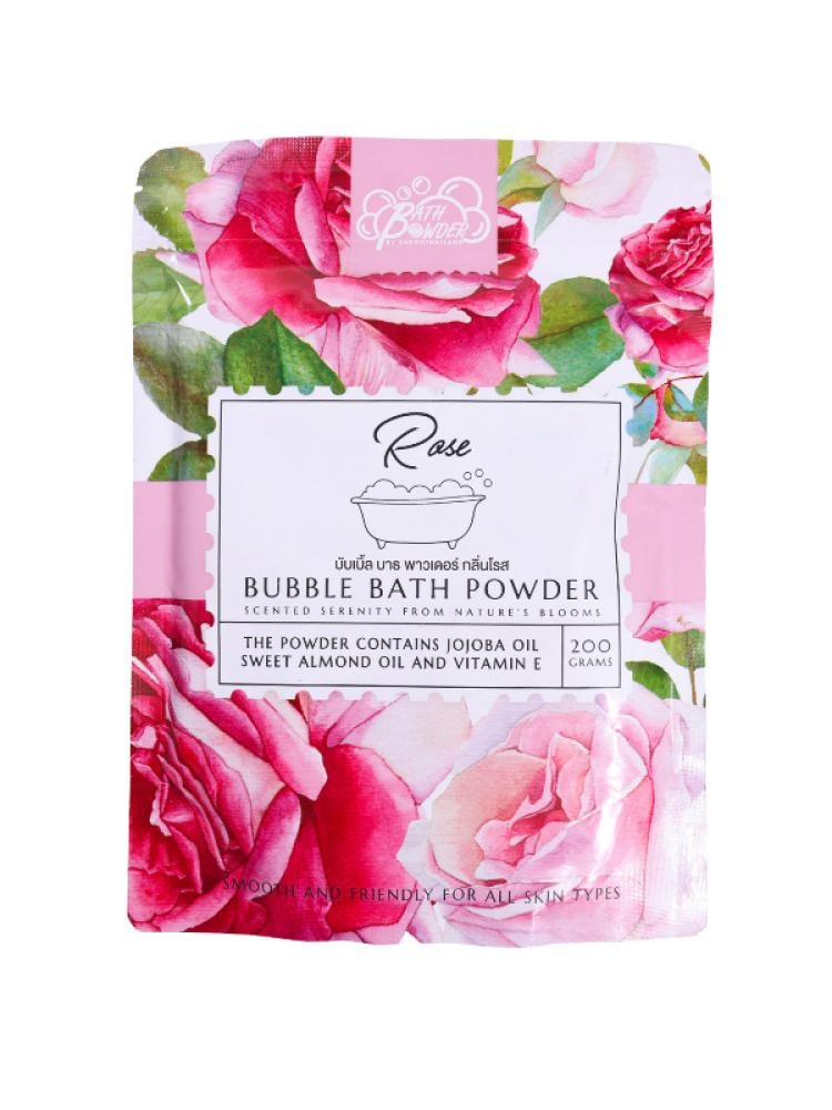 Saboo Rose Scented Bath Bubble Powder with Jojoba Oil and Vitamin E - 200g