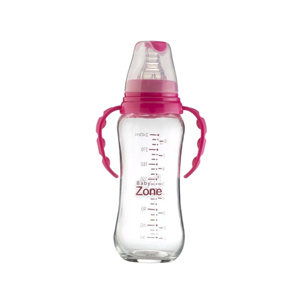 Baby Zone Glass Baby Bottle, Heat-Resistant, BPA-Free, 240ml