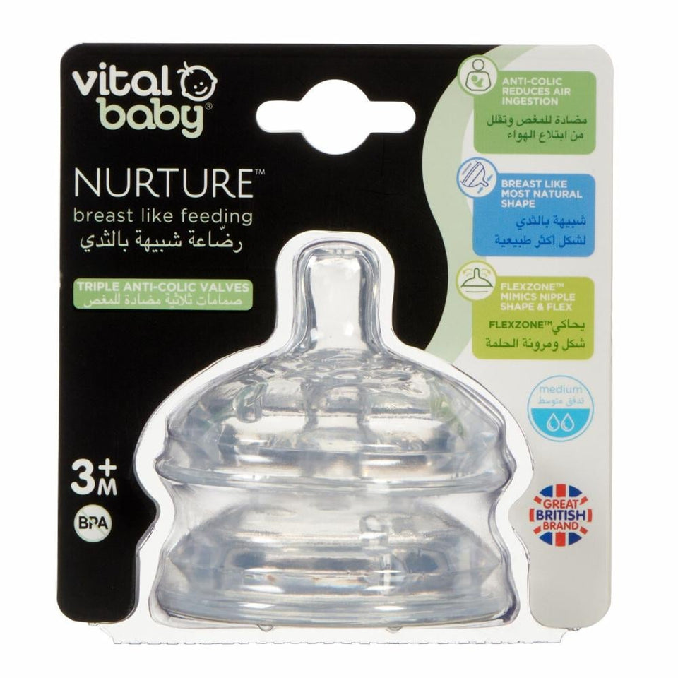 Vital Teats Breast-Like Medium Flow 2Pc - Natural & Comfortable Feeding