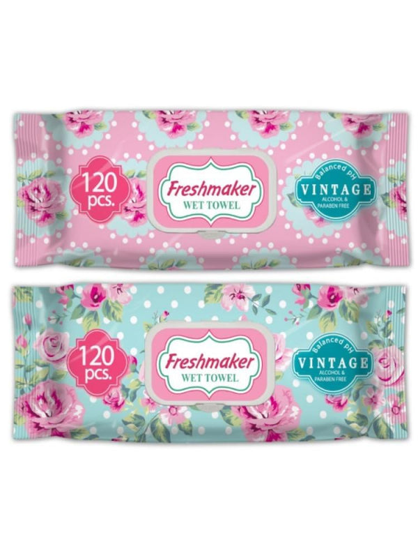 Freshmaker Vintage Wet Wipes - 120 Count, Alcohol-Free