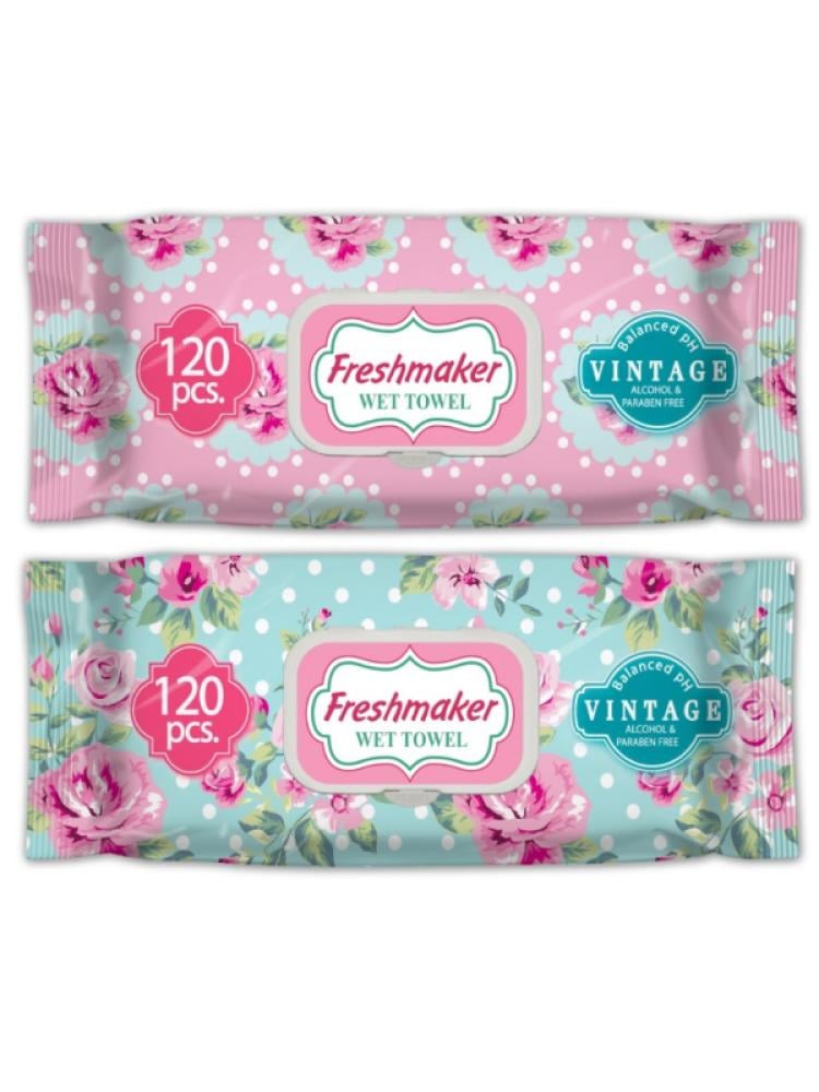 Freshmaker Vintage Wet Wipes - 120 Count, Alcohol-Free