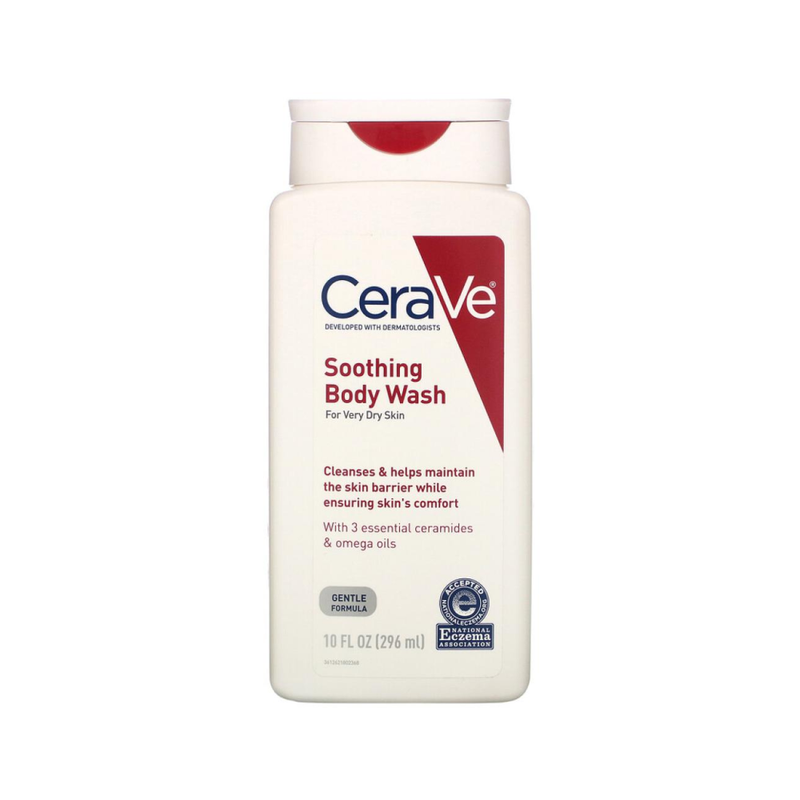 Cerave Soothing Body Wash, Hyaluronic Acid, Ceramides, Dry Skin, 296ml